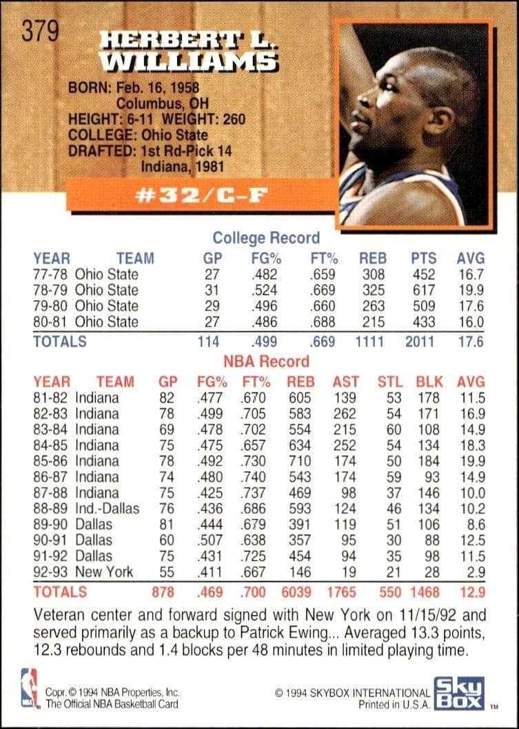 Herb Williams - Back