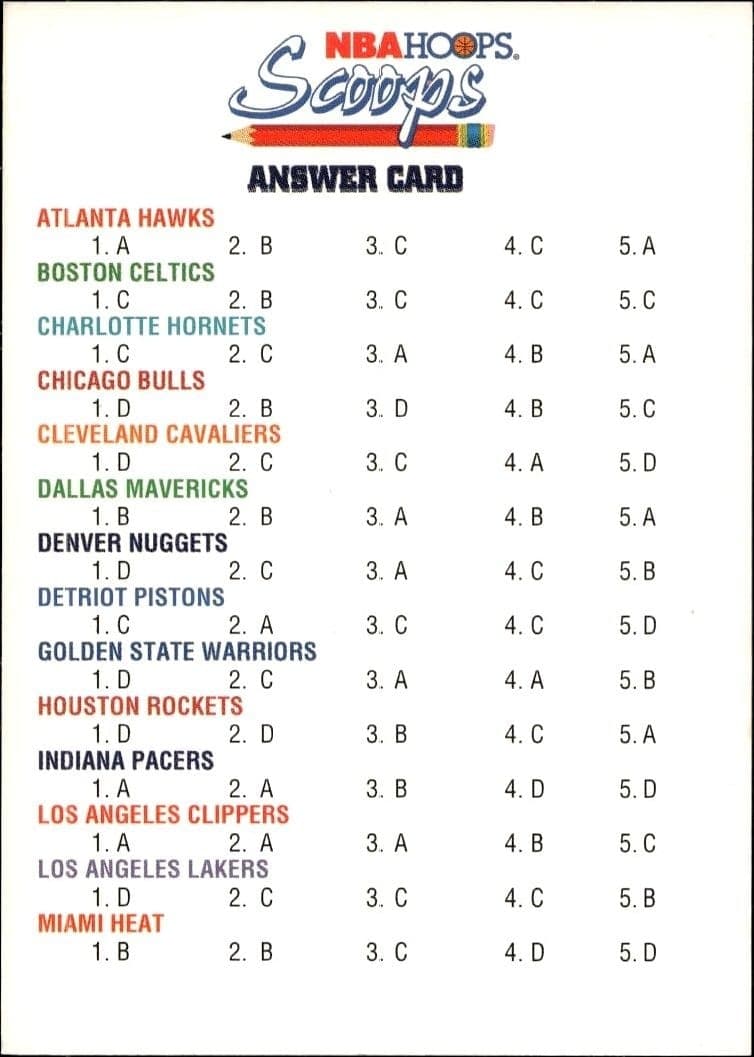 Answer Card - Back