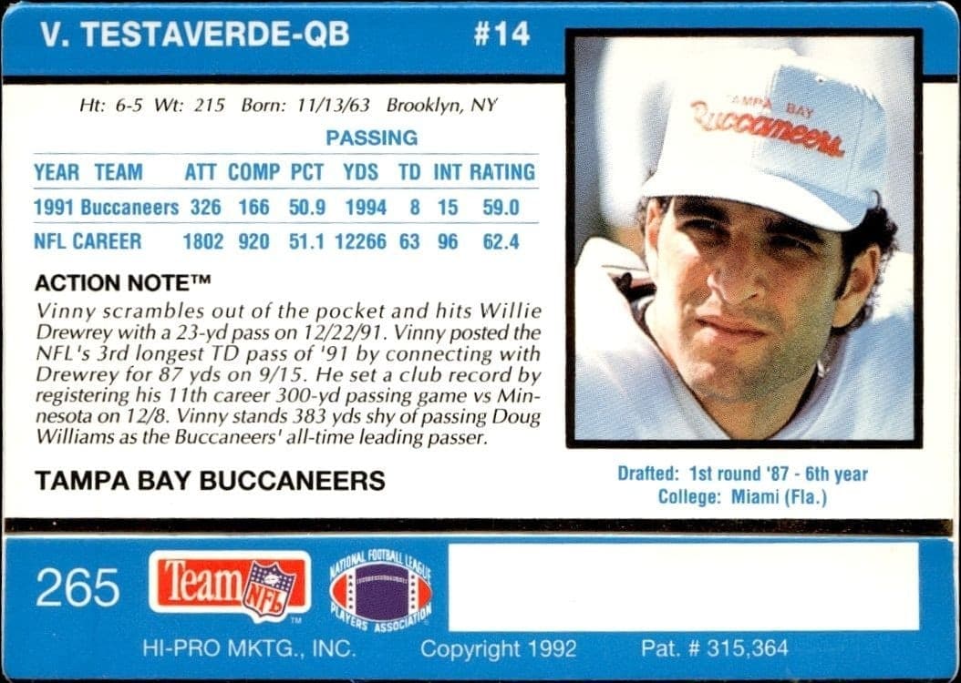 Vinny Testaverde - Back