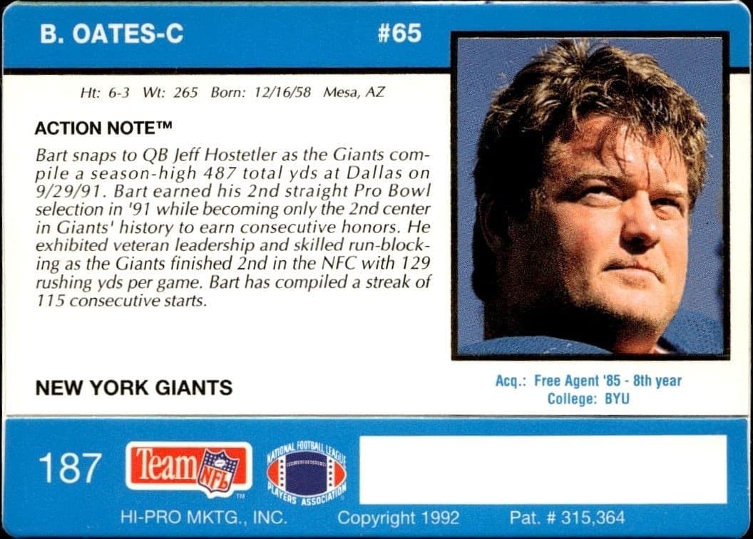 Bart Oates - Back