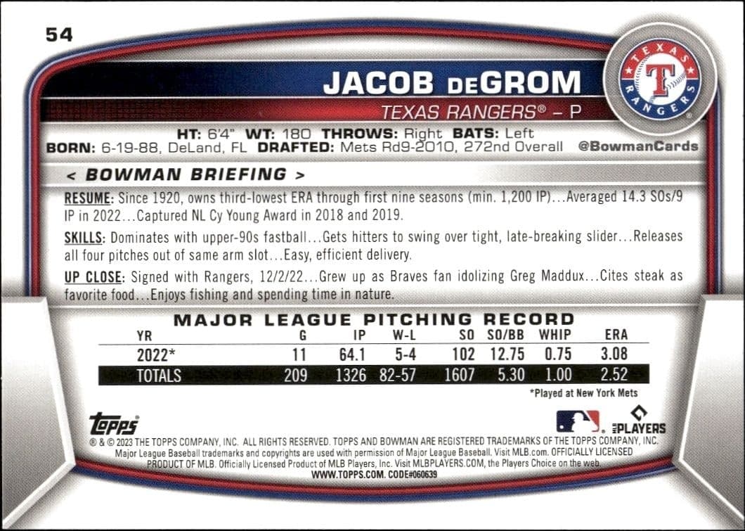 Jacob DeGrom - Back