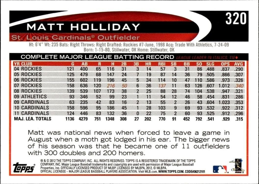 Matt Holliday - Back