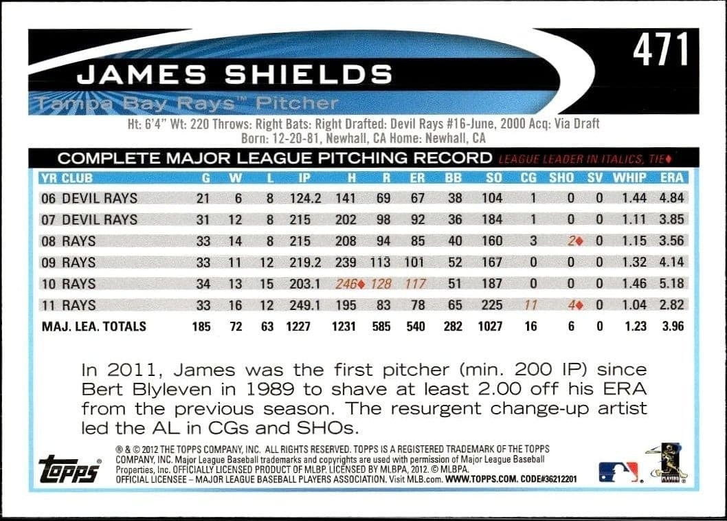 James Shields - Back