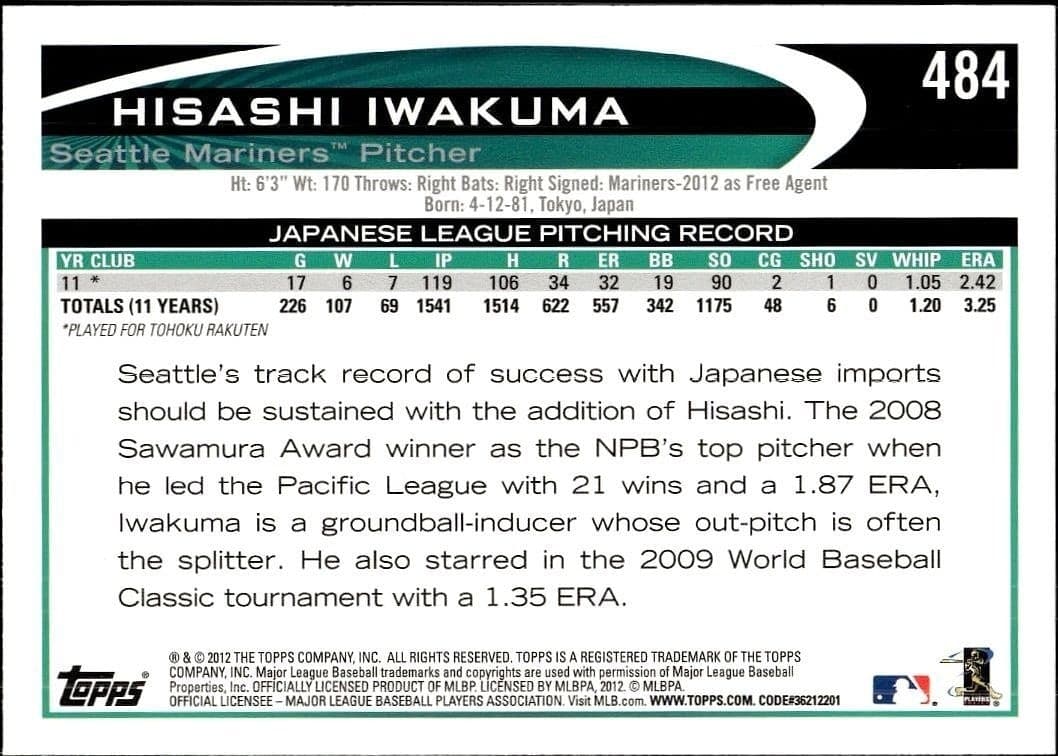 Hisashi Iwakuma - Back