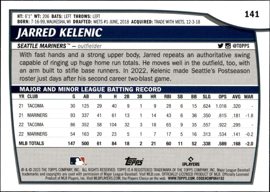 Jarred Kelenic - Back