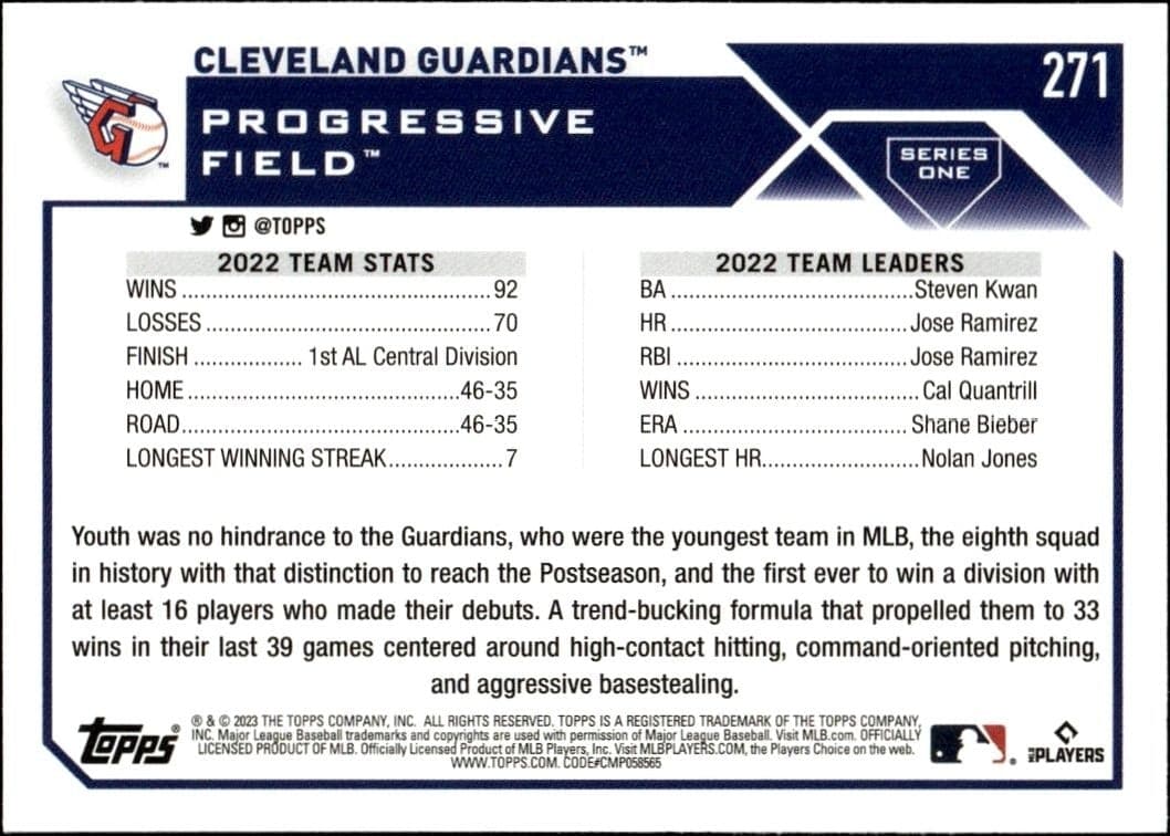 Cleveland Guardians - Back