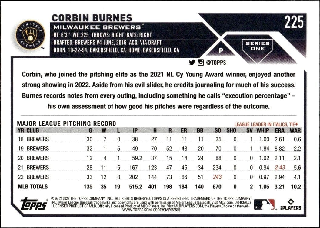 Corbin Burnes - Back