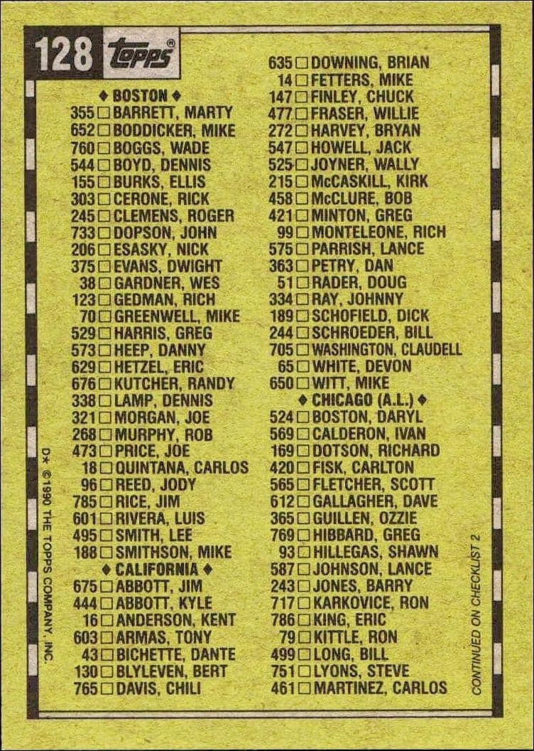 Checklist - Back