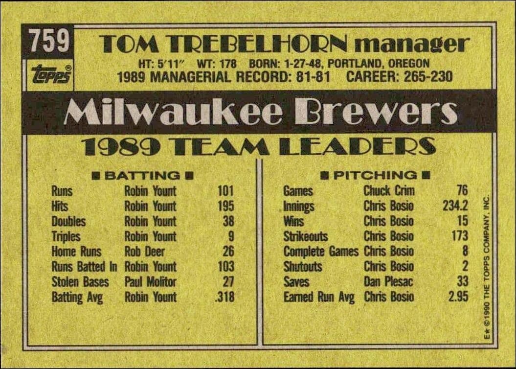 Tom Trebelhorn - Back