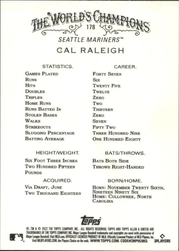 Cal Raleigh - Back