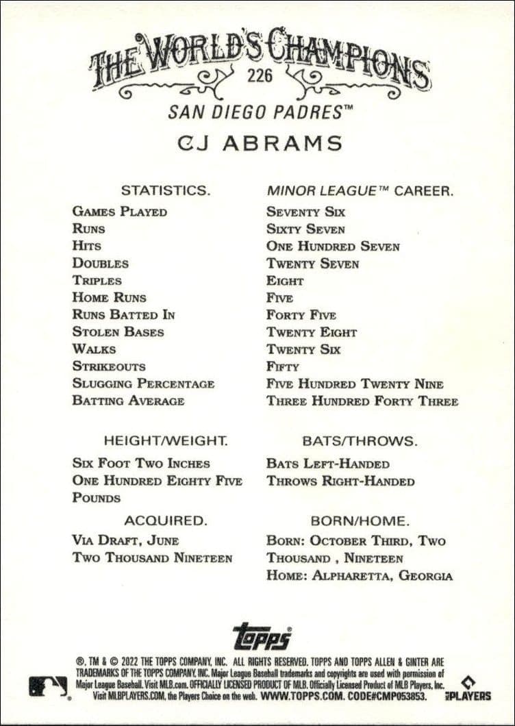 CJ Abrams - Back
