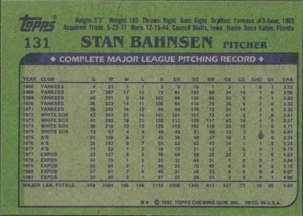 Stan Bahnsen - Back
