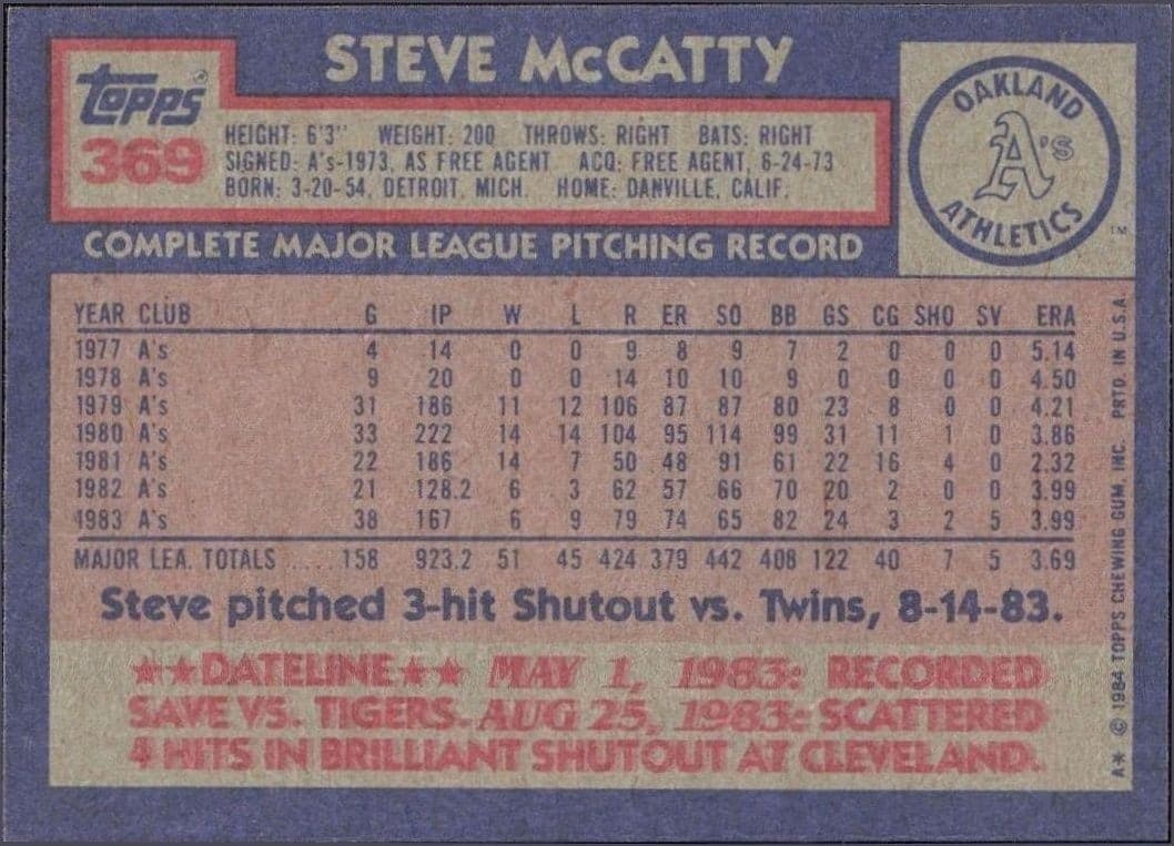 Steve McCatty - Back
