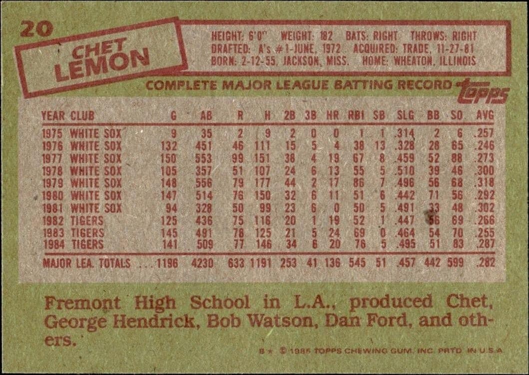 Chet Lemon - Back