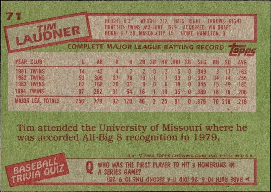 Tim Laudner - Back