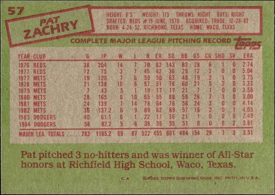 Pat Zachry - Back