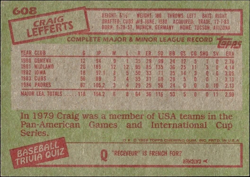 Craig Lefferts - Back