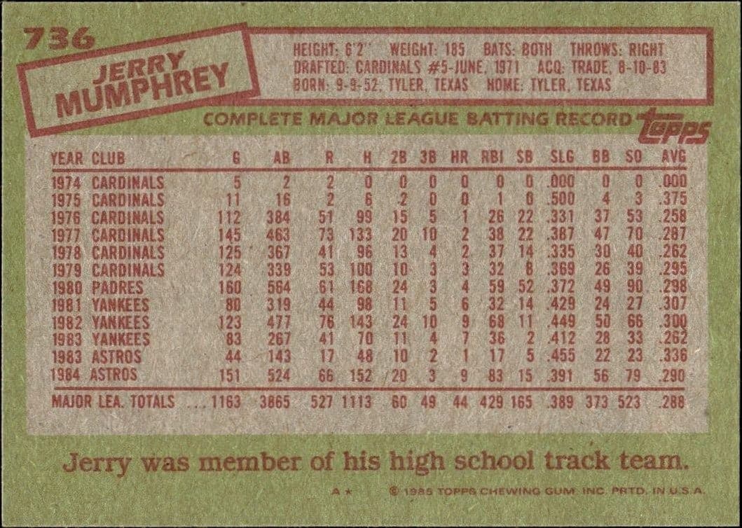 Jerry Mumphrey - Back