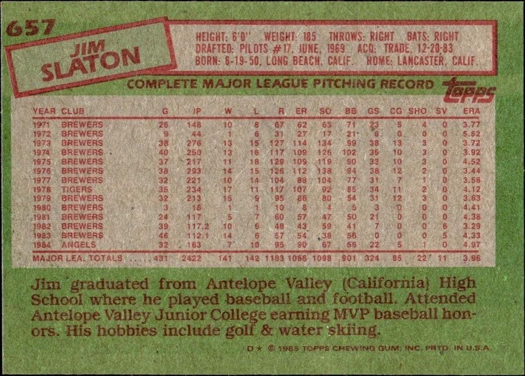 Jim Slaton - Back