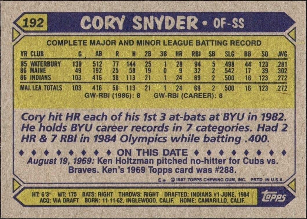 Cory Snyder - Back