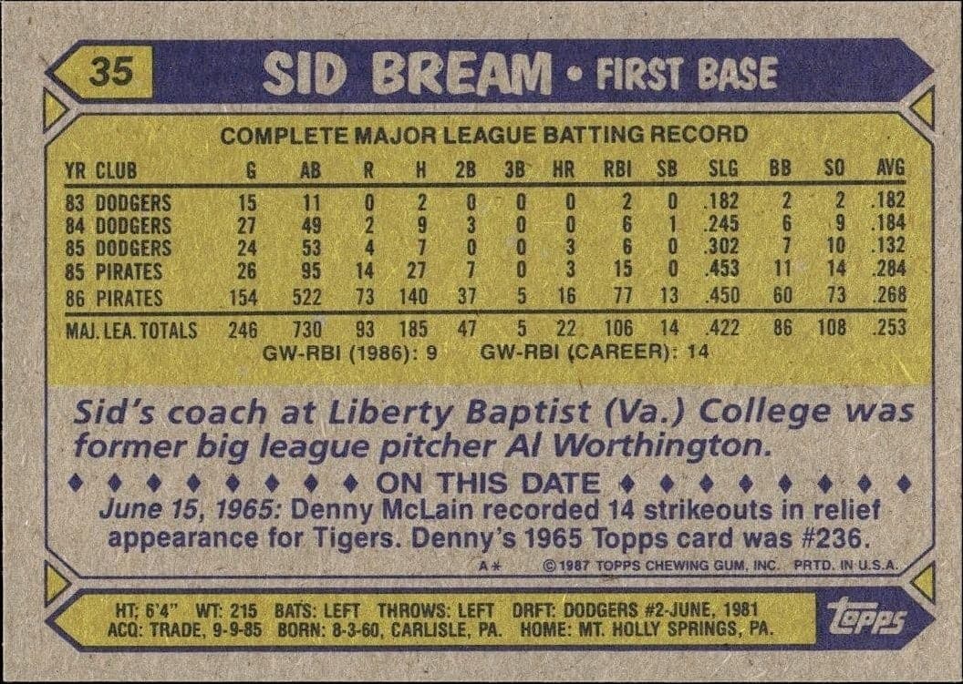 Sid Bream - Back