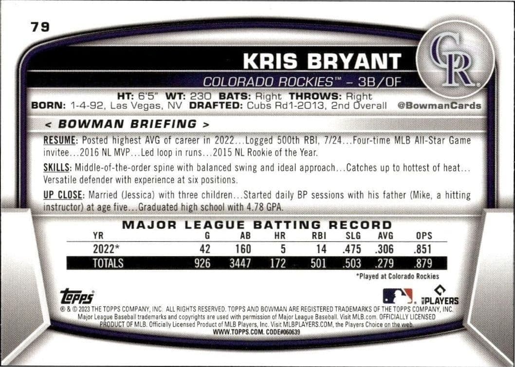 Kris Bryant - Back