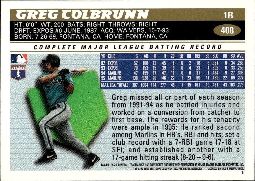 Greg Colbrunn - Back