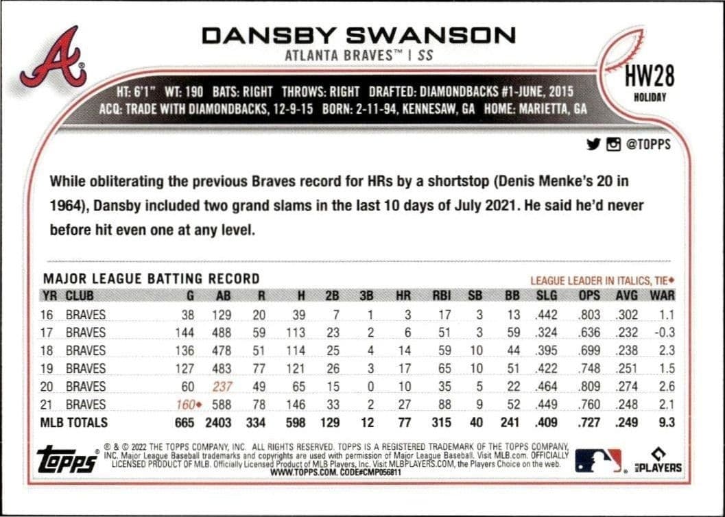 Dansby Swanson - Back