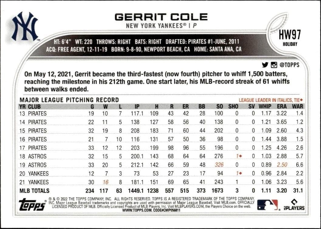 Gerrit Cole - Back