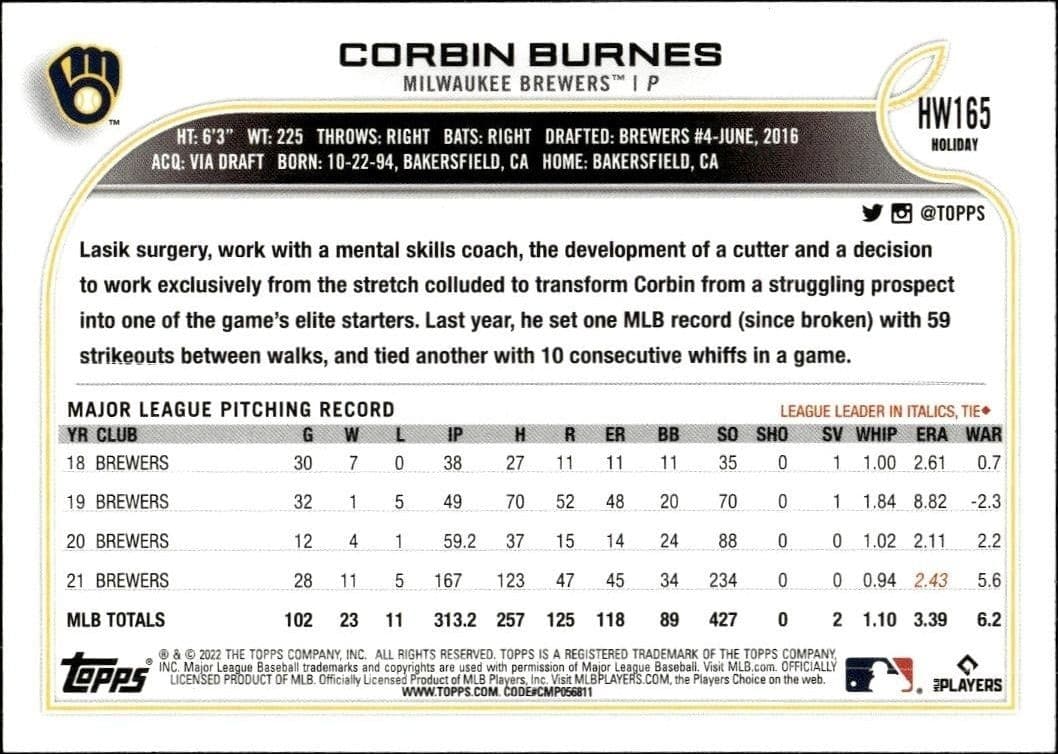 Corbin Burnes - Back
