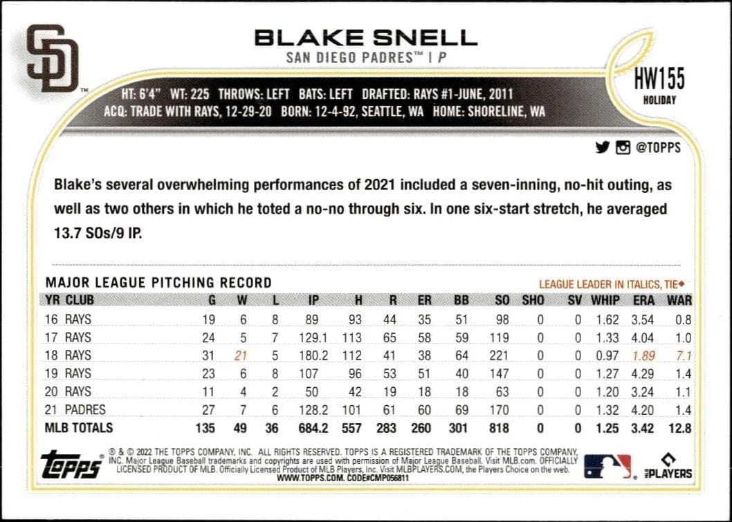 Blake Snell - Back
