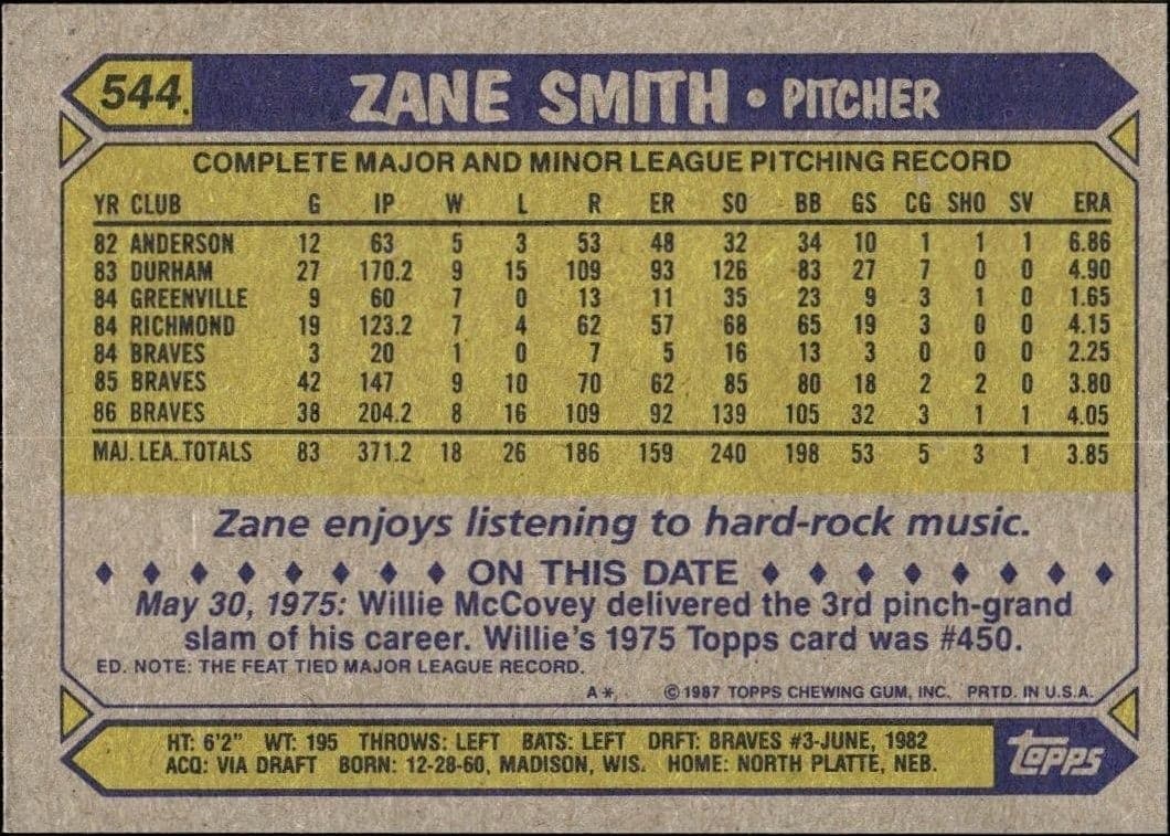 Zane Smith - Back