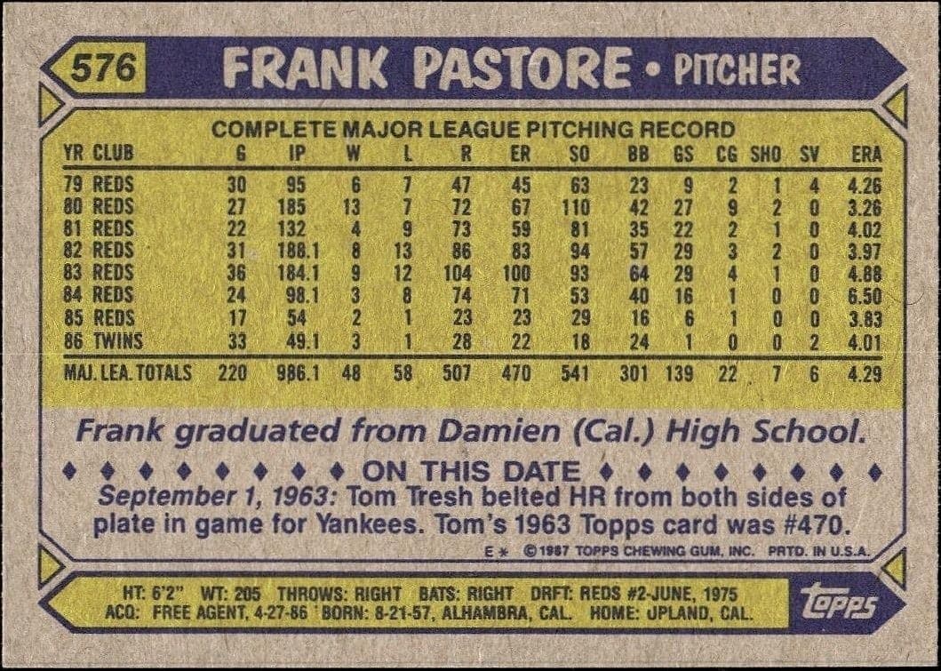 Frank Pastore - Back