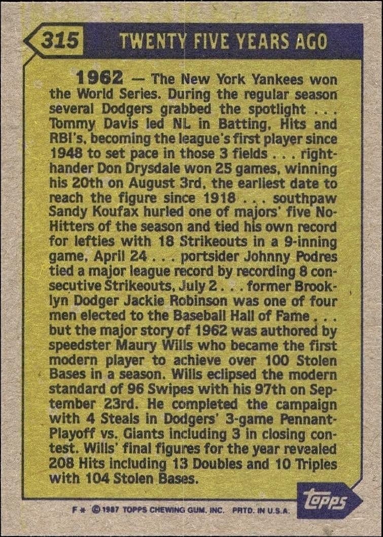Maury Wills - Back