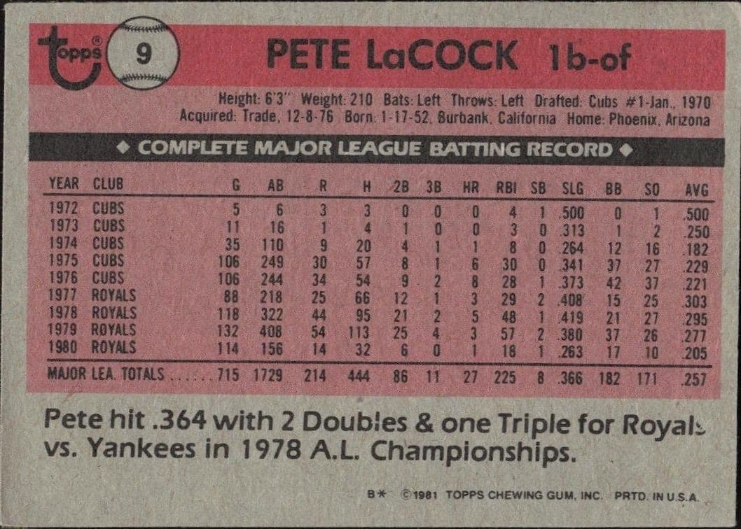 Pete LaCock - Back