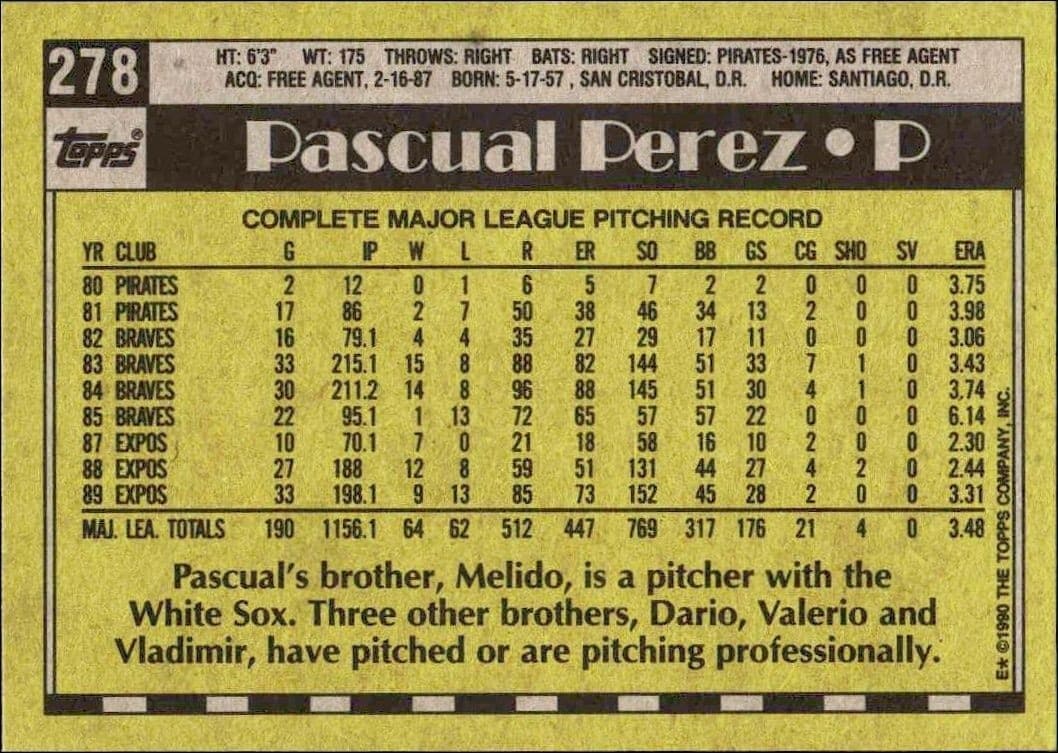 Pascual Perez - Back