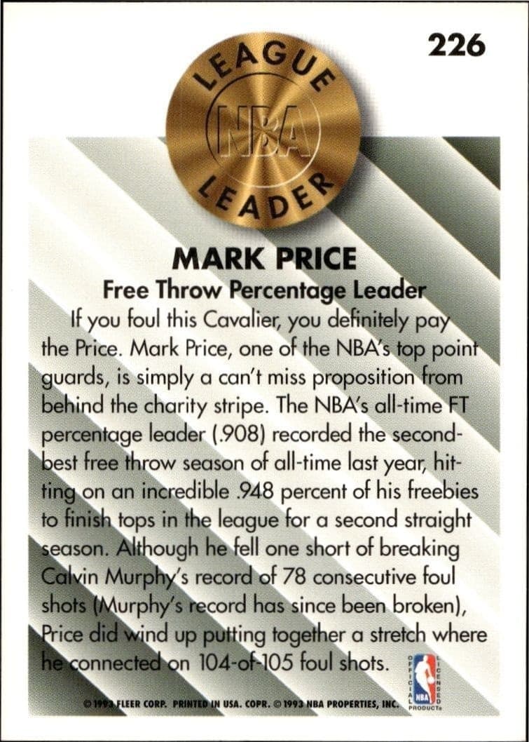 Mark Price - Back