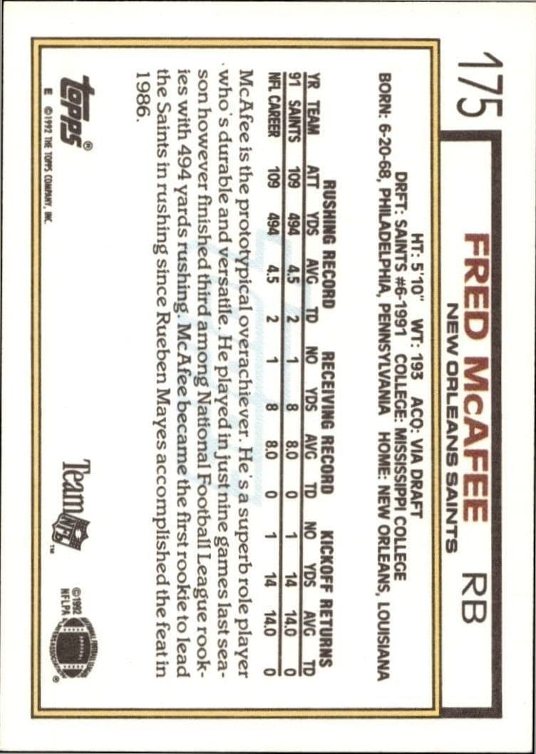 Fred McAfee - Back
