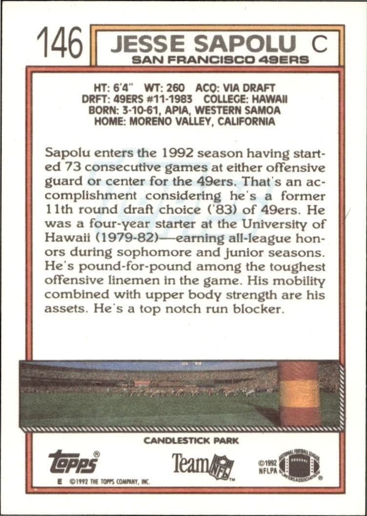 Jesse Sapolu - Back