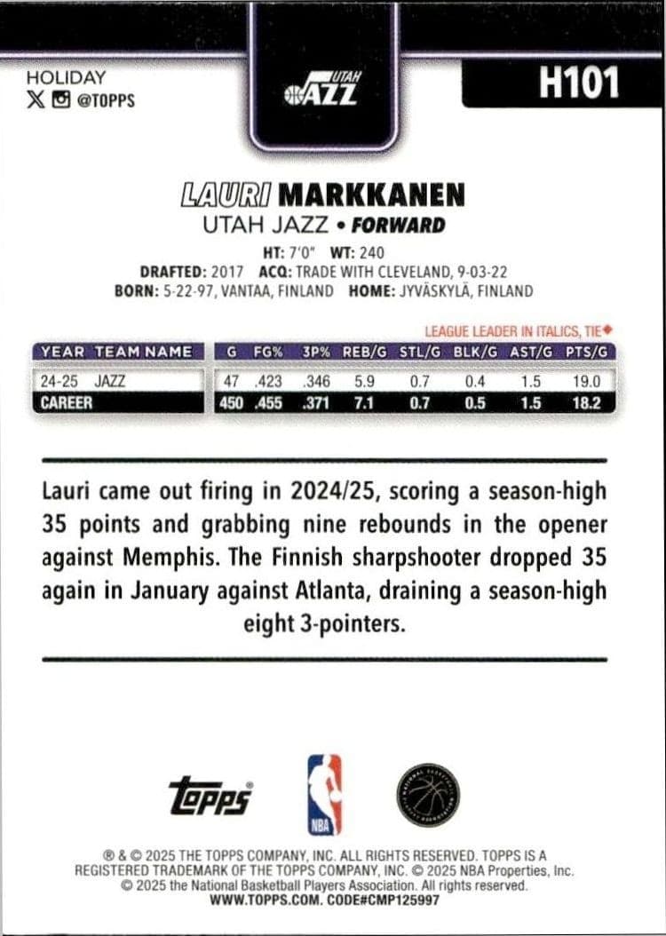 Lauri Markkanen - Back