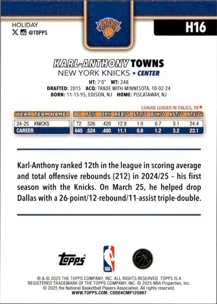 Karl-Anthony Towns - Back