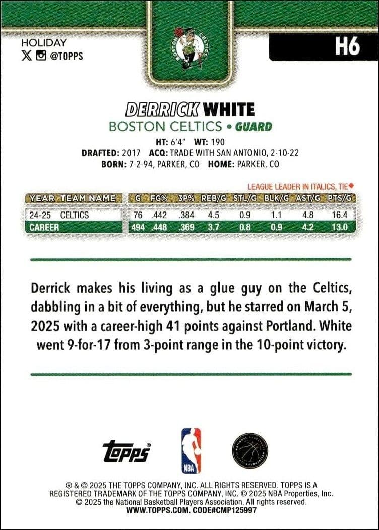 Derrick White - Back