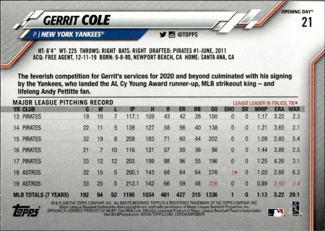 Gerrit Cole - Back