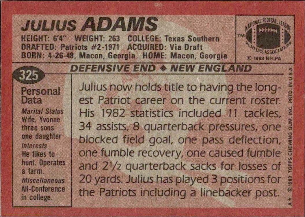 Julius Adams - Back