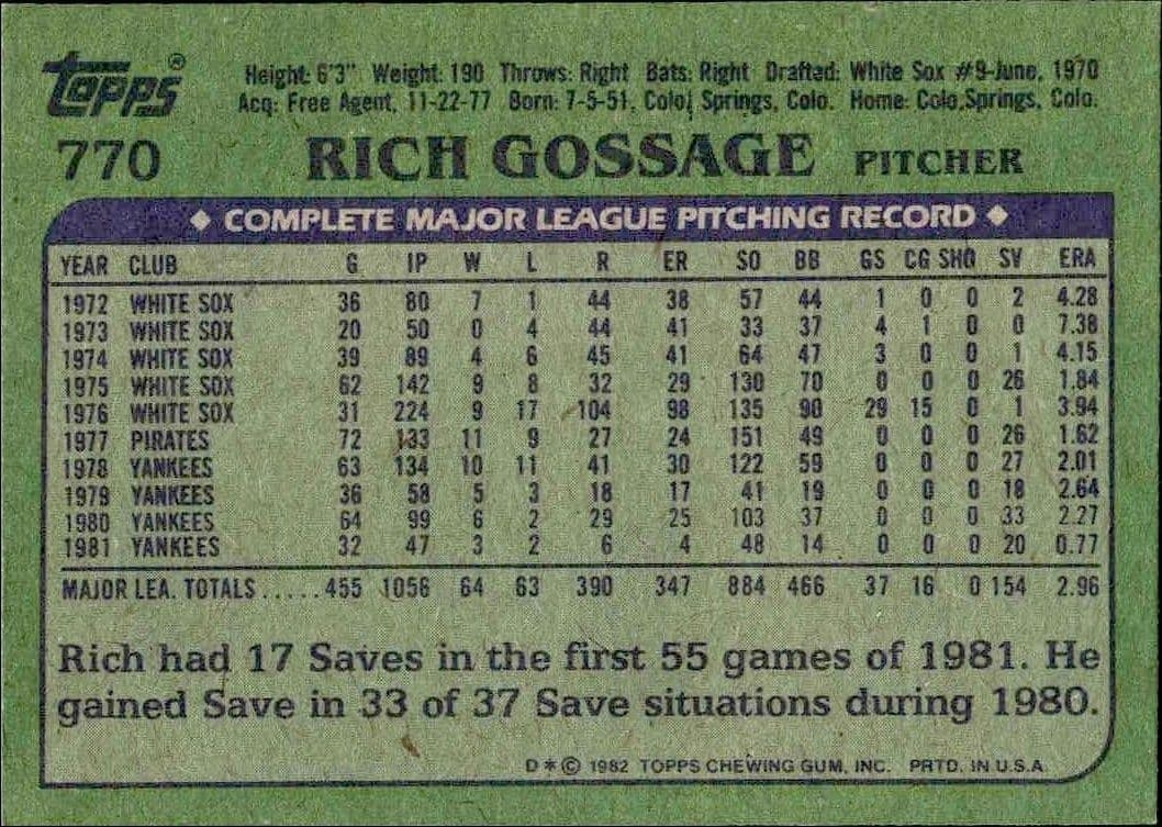 Rich Gossage - Back