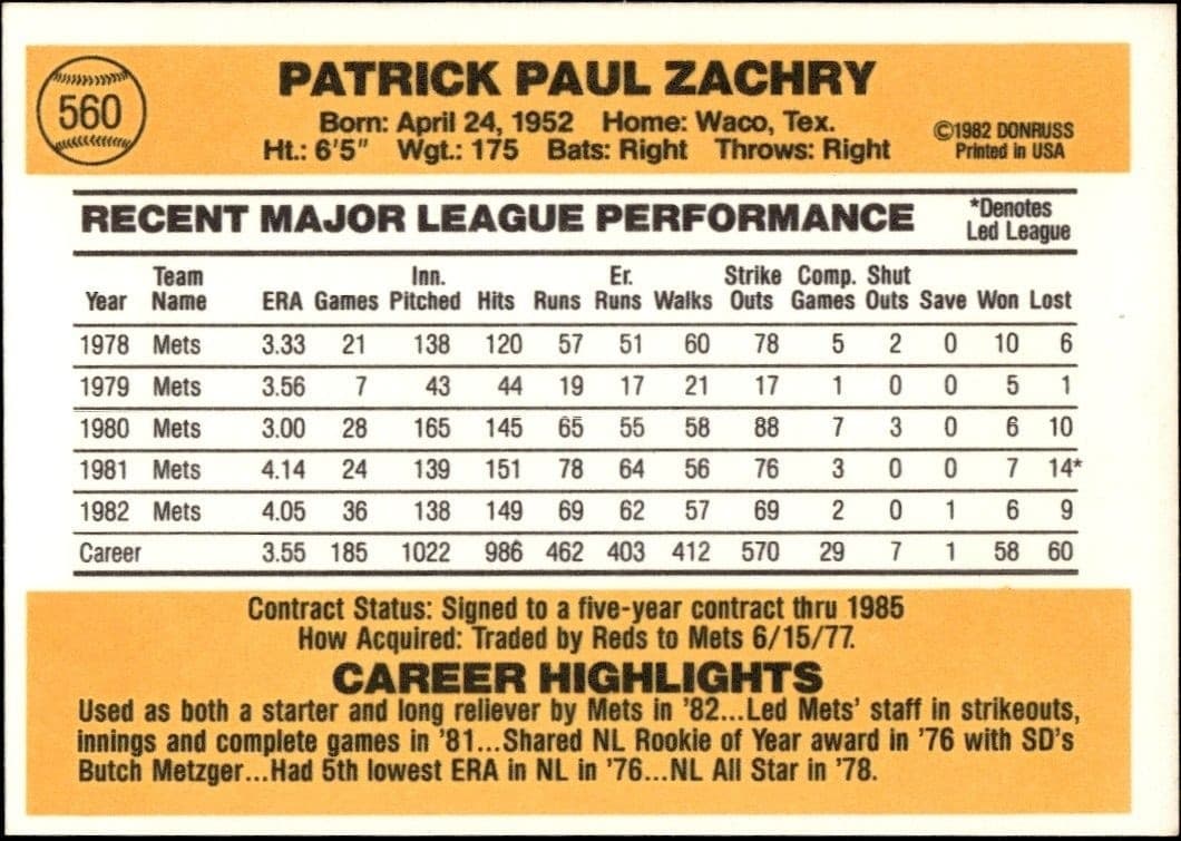 Pat Zachry - Back