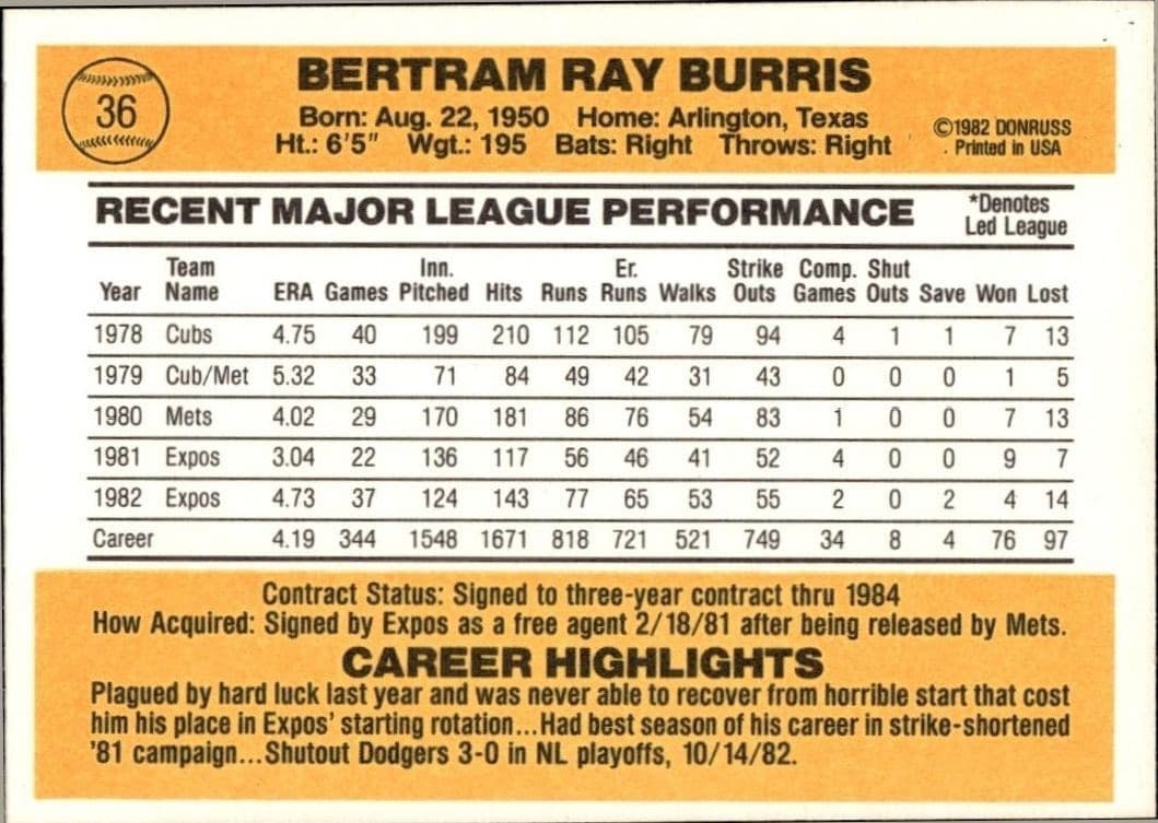 Ray Burris - Back
