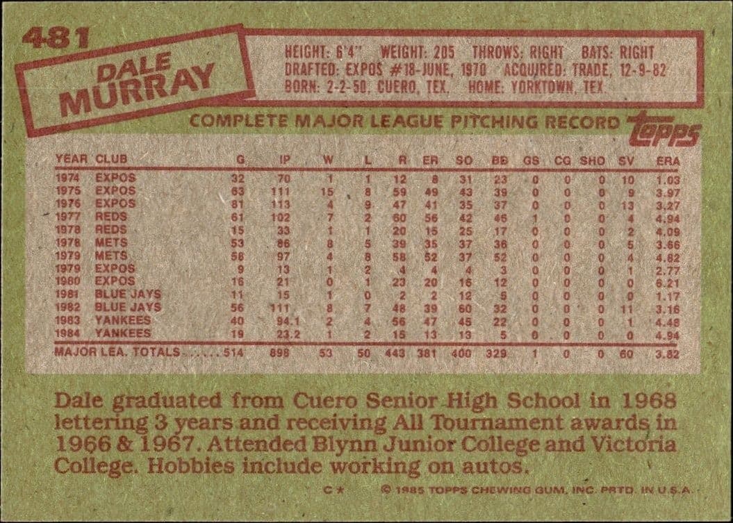 Dale Murray - Back