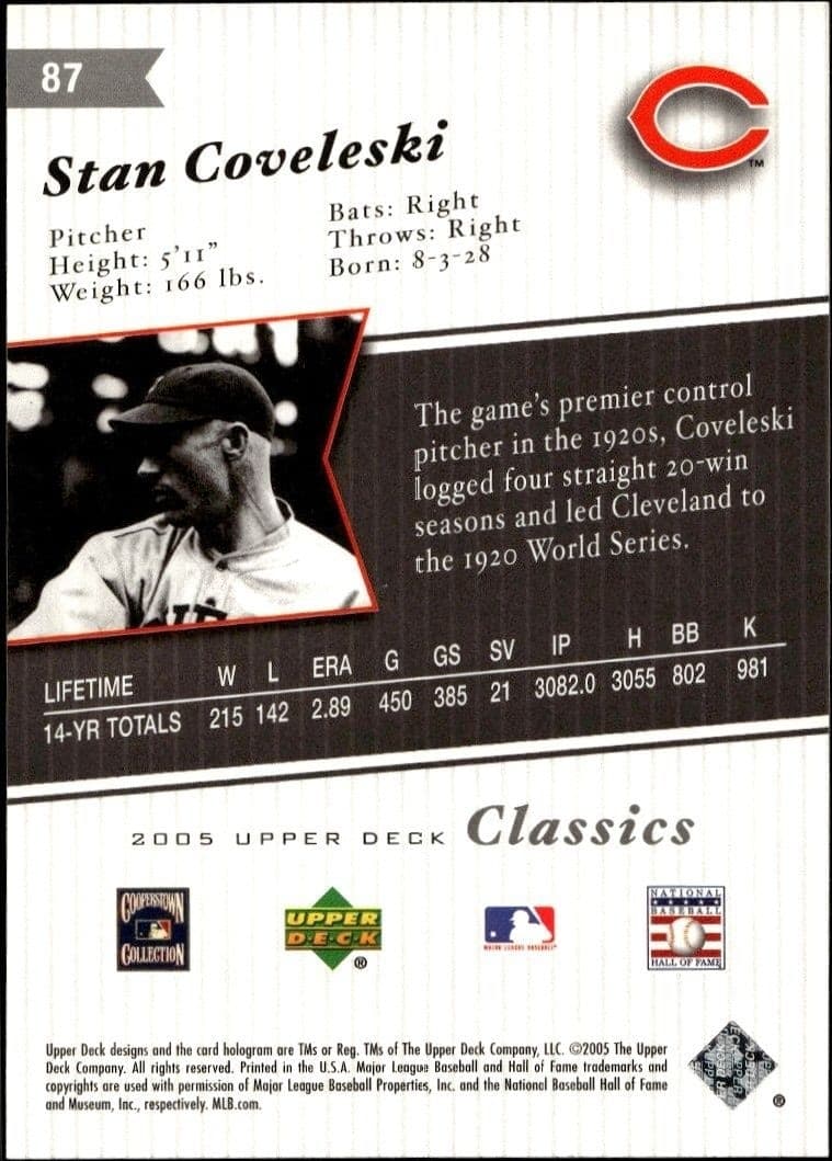 Stan Coveleski - Back