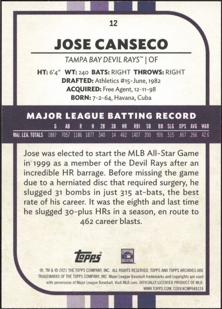 Jose Canseco - Back